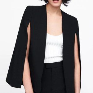 ZARA - Black Blazer Cape Jacket With Slits- Size S